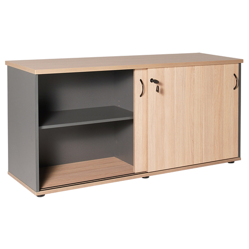 Express Sliding Door Credenza New Oak & Ironstone - 1800 x 450