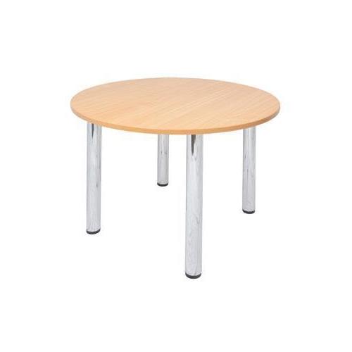 Chrome 4 Leg Round Meeting Table - Beech