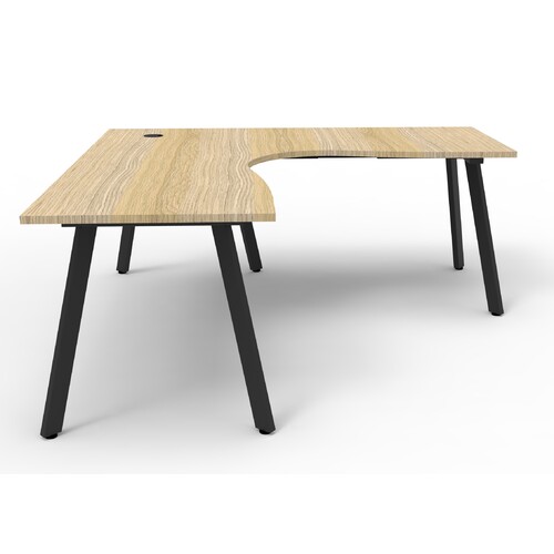 Eternity Corner Workstation Black Frame New Oak Top - 1500mm x 1500mm x 700mm