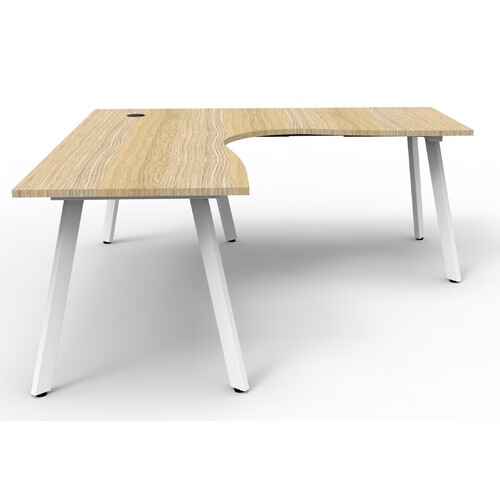 Eternity Corner Workstation White Frame New Oak Top [Size: 1800mm x 1500mm x 700mm]