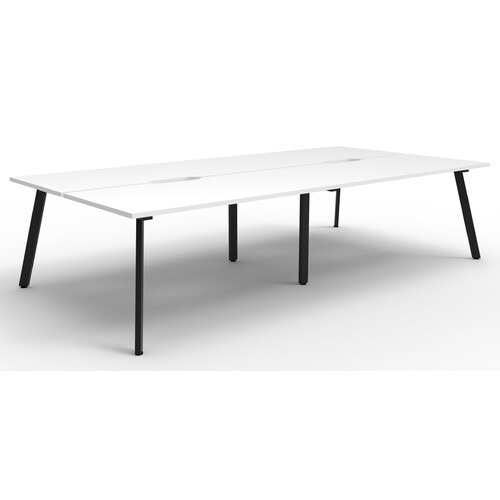 Eternity 4 Person Double Sided Workstation Black Frame White Top - 2400mm x 1530mm x 730mm