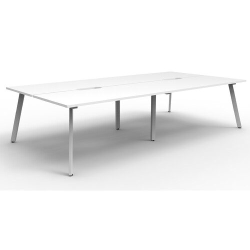 Eternity 4 Person Double Sided Workstation White Frame White Top - 3600mm x 1530mm x 730mm