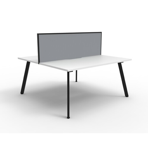 Eternity 2 Person Double Sided Workstation With Black Screen Black Frame White Top - 1800mm W x 1530mm D x 1200mm H