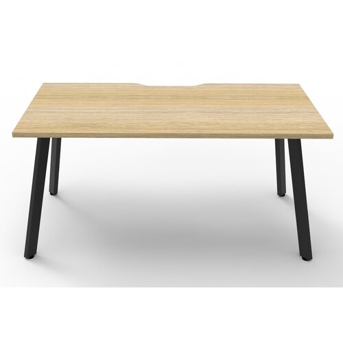Eternity Single Sided Workstation Black Frame New Oak Top [Size: 1500mm x 750mm]