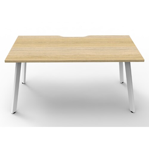 Eternity Single Sided Workstation White Frame New Oak Top [Size: 1800mm x 750mm]