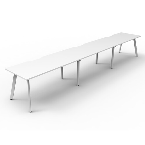 Eternity 3 Person Single Sided Workstation White Frame White Top - 3600mm W x 750mm D x 730mm H