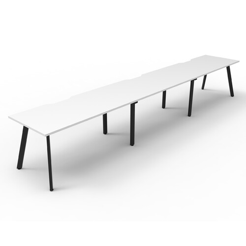 Eternity 3 Person Single Sided Workstation Black Frame White Top - 5400mm W x 750mm D x 730mm H