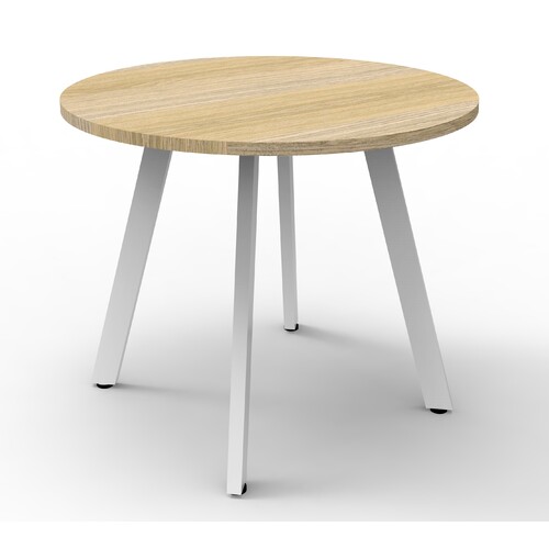 Eternity Round Meeting Table White Frame New Oak Top [Size: 1200mm x 730mm]