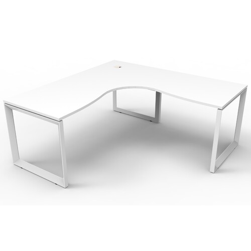 Deluxe Loop Leg Corner Workstation White Frame White Top [Size: 1800mm x 1800mm x 750mm]