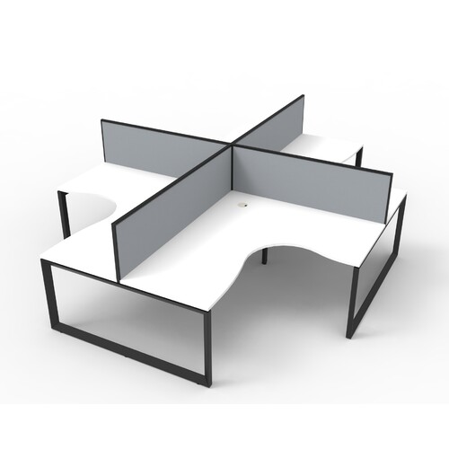 Deluxe Loop Leg Corner Workstation With Black Screen Black Frame White Top - 1500mm x 1500mm x 700mm