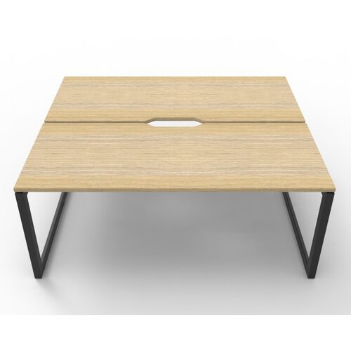 Deluxe Rapid Infinity 2 Person Double Sided Workstation Black Frame Natural Oak Top - 1500mm W x 1530mm D x 730mm H