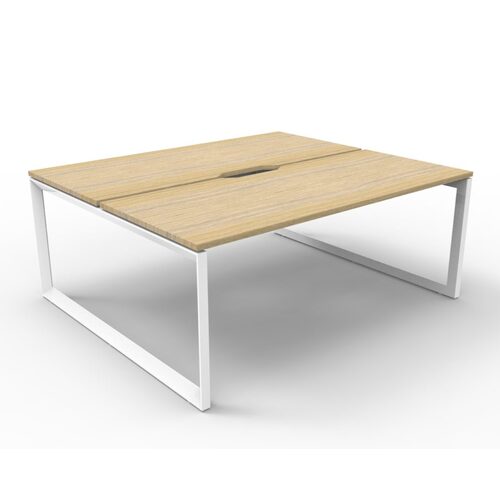 Deluxe Rapid Infinity 2 Person Double Sided Workstation White Frame Natural Oak Top - 1500mm W x 1530mm D x 730mm H