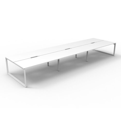 Deluxe Rapid Infinity 6 Person Double Sided Workstation White Frame White Top [size: 5400mm W x 1530mm D x 730mm H]