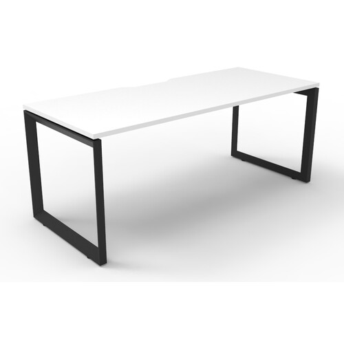 Deluxe Loop Leg Single Desk Black Frame White Top [Size: 1500mm x 750mm]