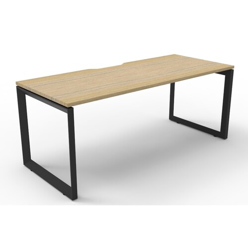 Deluxe Loop Leg Single Desk Black Frame New Oak Top [Size: 1800mm x 750mm]