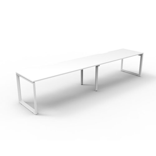 Deluxe Rapid Infinity 2 Person Single Sided Workstation White Frame White Top