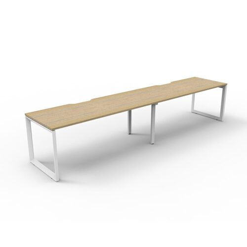 Deluxe Rapid Infinity 2 Person Single Sided Workstation White Frame Natural Oak Top [size: 3000mm W x 750mm D x 730mm H ]