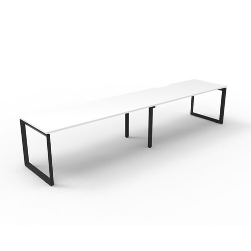 Deluxe Rapid Infinity 2 Person Single Sided Workstation Black Frame White Top [size: 3600mm W x 750mm D x 730mm H ]