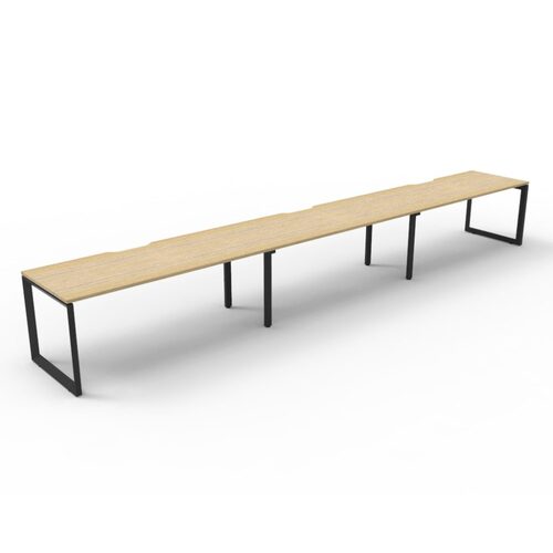 Deluxe Rapid Infinity 3 Person Single Sided Workstation Black Frame Natural Oak Top [size: 4500mm W x 750mm D x 730mm H ]