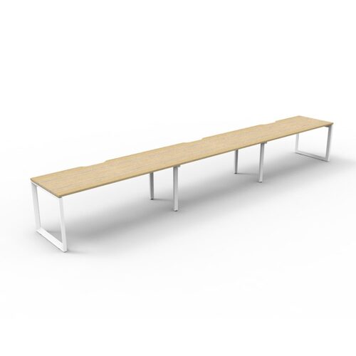 Deluxe Rapid Infinity 3 Person Single Sided Workstation White Frame Natural Oak Top [size: 5400mm W x 750mm D x 730mm H ]