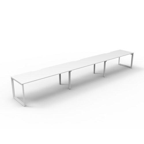 Deluxe Rapid Infinity 3 Person Single Sided Workstation White Frame White Top [size: 5400mm W x 750mm D x 730mm H ]