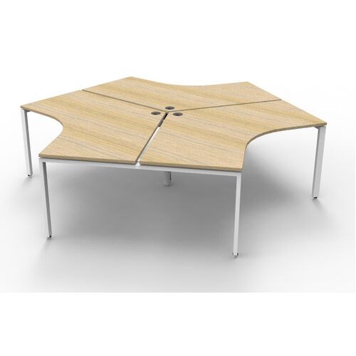 Infinity 120 Degree 3 Person - Profile Leg - Natural Oak/White - Without Screens