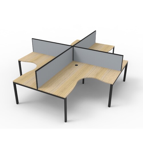 Deluxe Profile Leg Corner Workstation With Black Screen Black Frame New Oak Top - 1500mm x 1500mm x 700mm