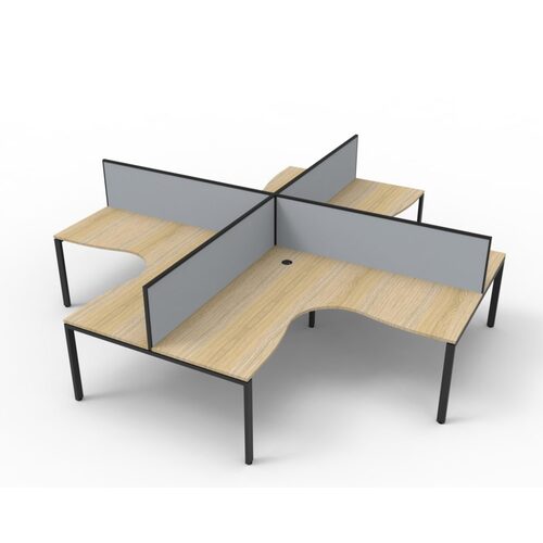 Deluxe Profile Leg Corner Workstation With Grey Screen Black Frame New Oak Top [Size: 1500mm x 1500mm x 700mm]