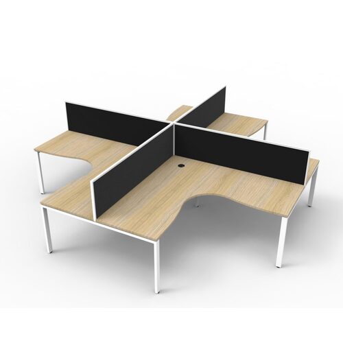 Deluxe Profile Leg Corner Workstation With Grey Screen White Frame New Oak Top [Size: 1800mm x 1500mm x 700mm]