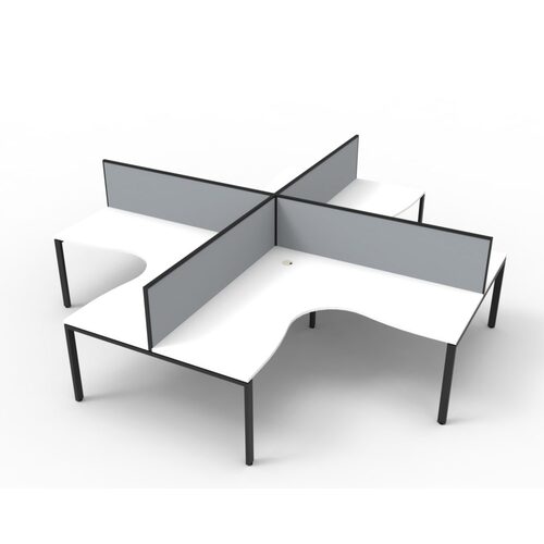 Deluxe Profile Leg Corner Workstation With Black Screen White Frame White Top [Size: 1800mm x 1800mm x 700mm]