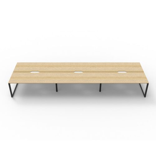 Deluxe Rapid Infinity 6 Person Double Sided Workstation White Frame Natural Oak Top [size: 4500mm W x 1530mm D x 730mm H ]