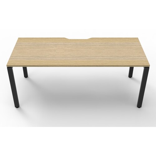 Deluxe Profile Leg Single Black Frame New Oak Top [Size: 1800mm x 750mm]