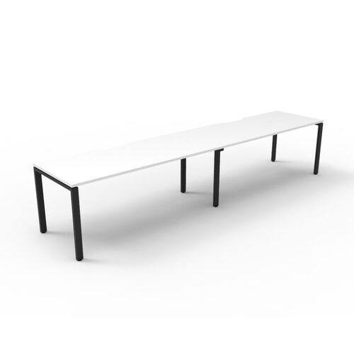 Deluxe Profile Leg 2 Person Single Sided Workstation Black Frame White Top [size: 2400mm W x 750mm D x 730mm H]