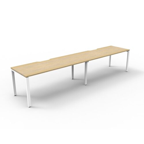 Deluxe Profile Leg 2 Person Single Sided Workstation White Frame Natural Oak Top [size: 3000mm W x 750mm D x 730mm H]