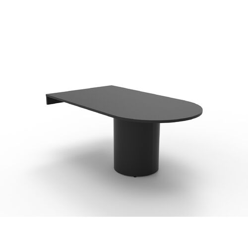 Drum Base D-End Meeting Table [Base Colour: Black] [Top Colour: Black]