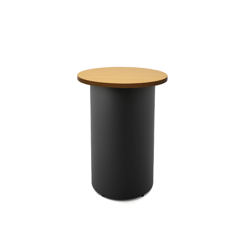 Drum Base Round High Bar Table [size: 600mm x 1050mm] [Top Colour: Beech] [Base Colour: Black]