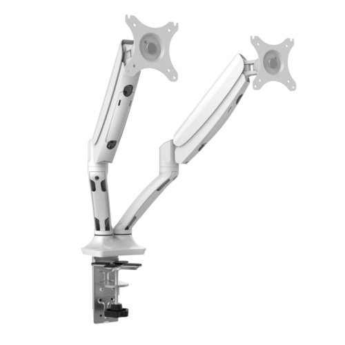 Executive White Gas Spring Dual Monitor Arm