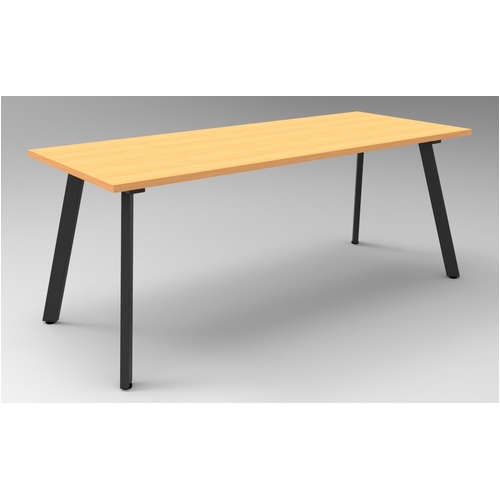 Eternity Meeting Table 1800 x 750 [Frame Colour: White] [Top Colour: Beech]