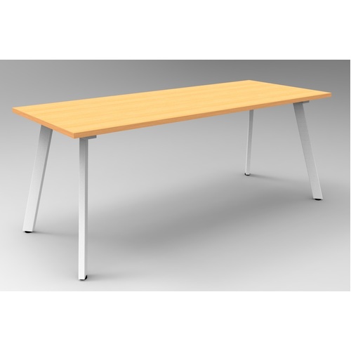 Eternity Meeting Table 1800 x 750 [Frame Colour: White] [Top Colour: Beech]