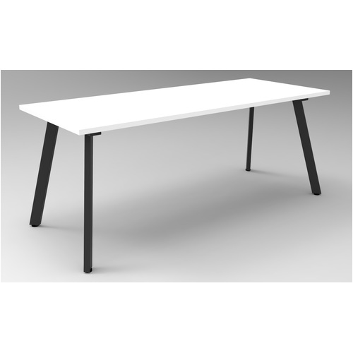 Eternity Meeting Table 1800 x 750 [Frame Colour: Black] [Top Colour: White]