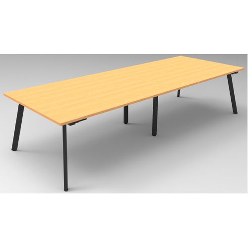 Eternity Meeting Table White Frame White Top  - 3200mm x 1200mm [Frame: Black] [Top Colour: Beech]