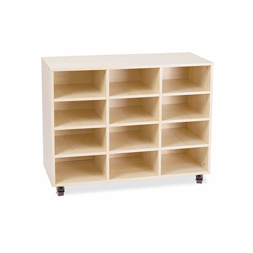 Oak Mobile Storage White Oak Trolley [Size: 12 Bay- 118cmW x 45cmD x 86cmH]