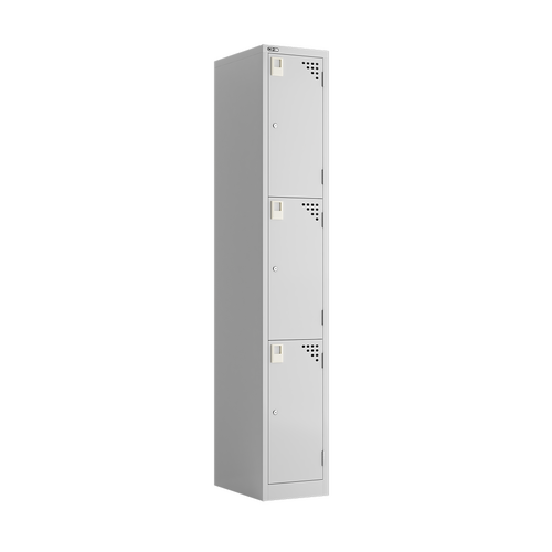 GO Steel 3 Door Locker [Colour: Silver Grey] [Width: 305mm]