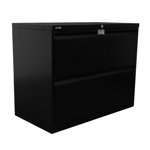 GO Steel Black Lateral Filing Cabinet 2 Drawer