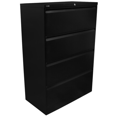 GO Steel Black Lateral Filing Cabinet 4 Drawer