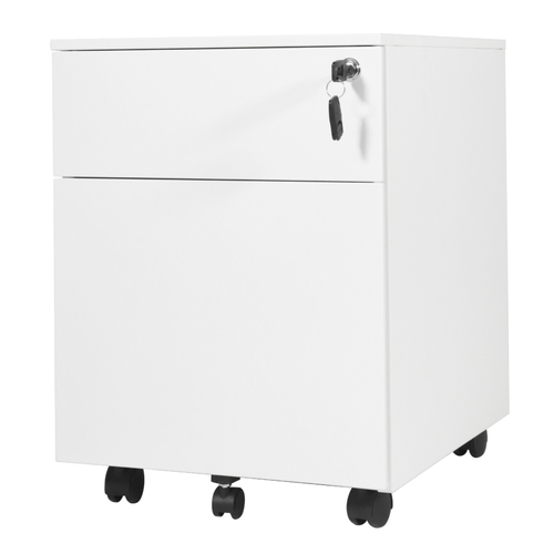 GO White Steel Mobile Pedestal for Height-Adjustable