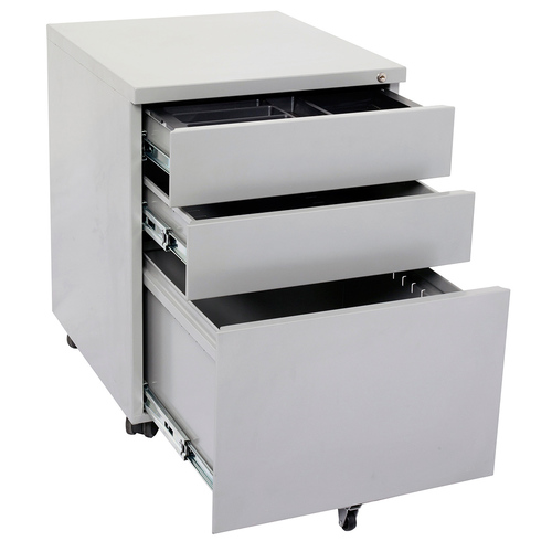 Go Steel Silver 3 Drawer Mobile Pedestal