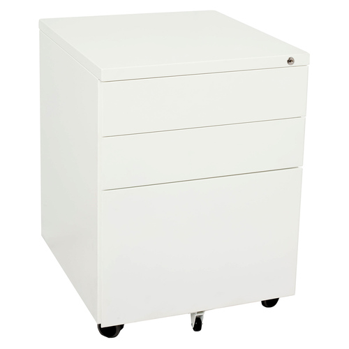 Go Steel White 3 Drawer Mobile Pedestal