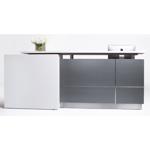 Calvin Modern Reception Desk Counter - 2500mm - Right Hand - White Desk Top