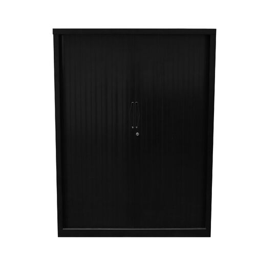 GO Tambour Door Unit with Shelves - 1016mm H - Black 1016mm H x 1200mm W x 473mm D